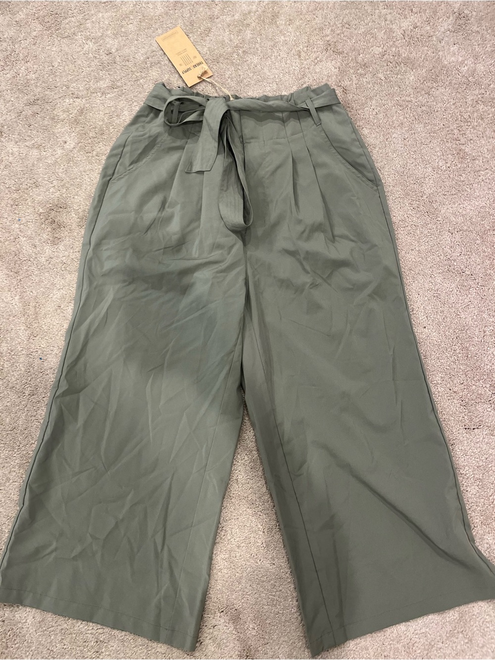 Thread & Supply Olive Gray Paperbag Waist Pants